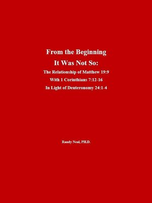 cover image of From the Beginning It Was Not So